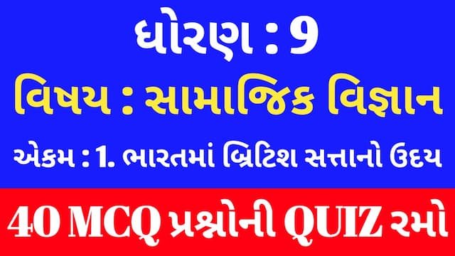 Std 9 Social Science Unit 1 Mcq Quiz Gujarati